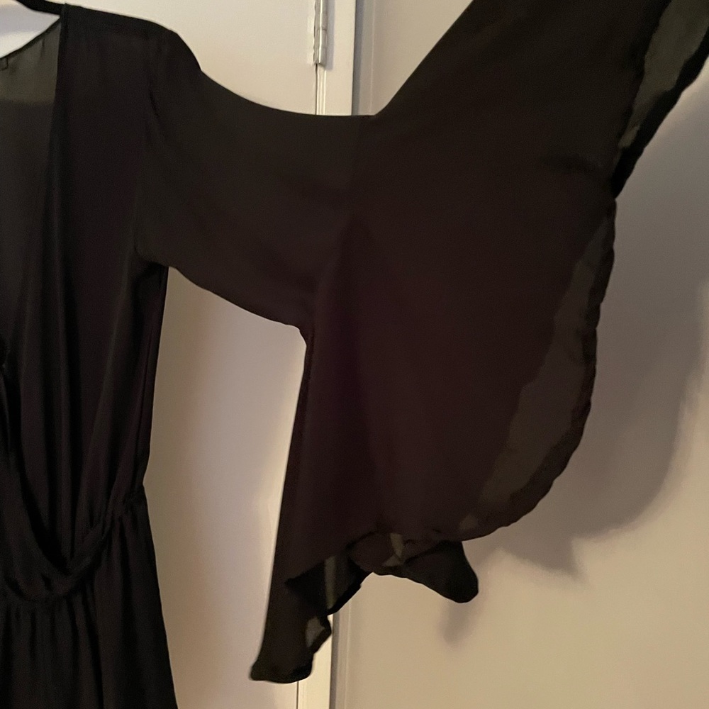 INDAH L black silk georgette romper